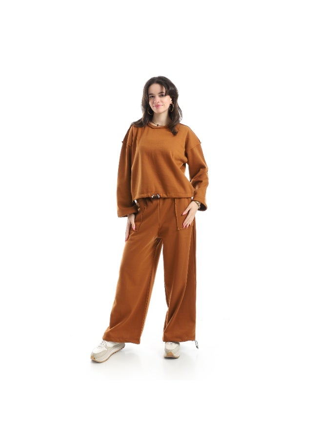 Caesar Women's Melton two-piece T-shirt and wide-leg pants - Image 4