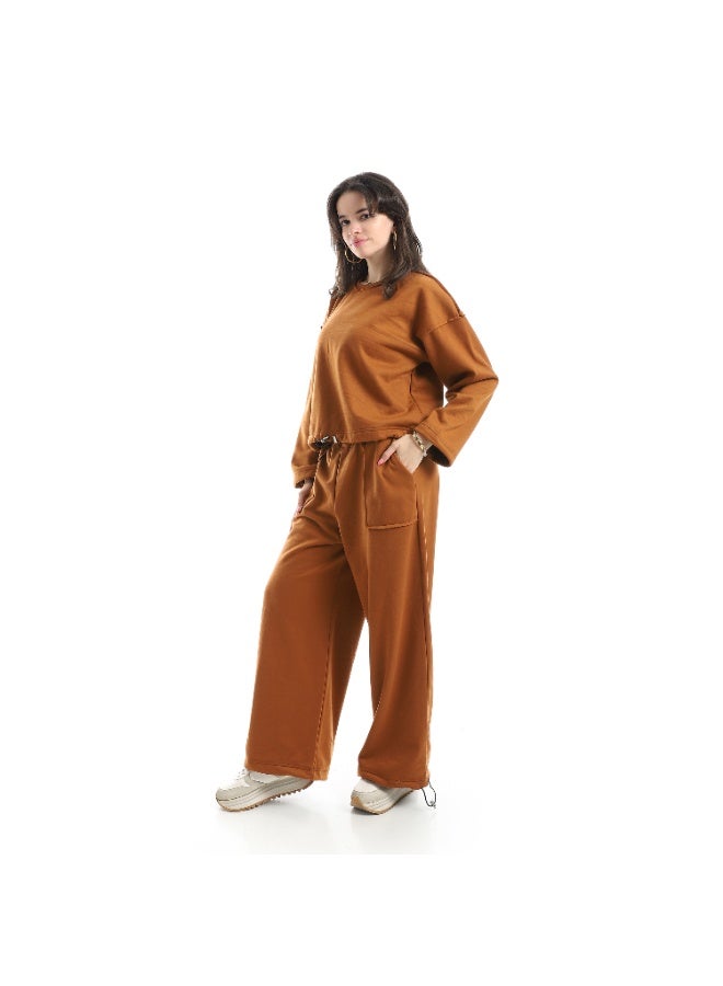 Caesar Women's Melton two-piece T-shirt and wide-leg pants - Image 1