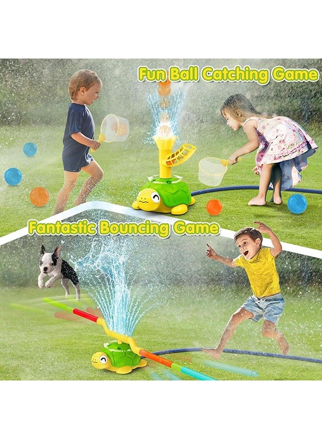 بيوينتي 4-في-1 سلاحف رذاذ الماء للأطفال ألعاب في الهواء الطلق مع حلزون حلقة رذاذ رمي لعبة القبض على الكرة وعقبة لعب ألعاب الفناء الخلفي لعب الماء رذاذ هدايا للفتيان والبنات 3-8 (4-في-1) - Image 3