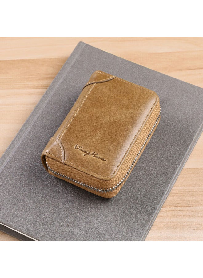 Viney Card Holder, Short Genuine Leather Wallet For Men, Large Capacity, Anti-magnetic Zipper, Bank Card Holder With Multiple Slots, Coin Purse, Gift For Wome