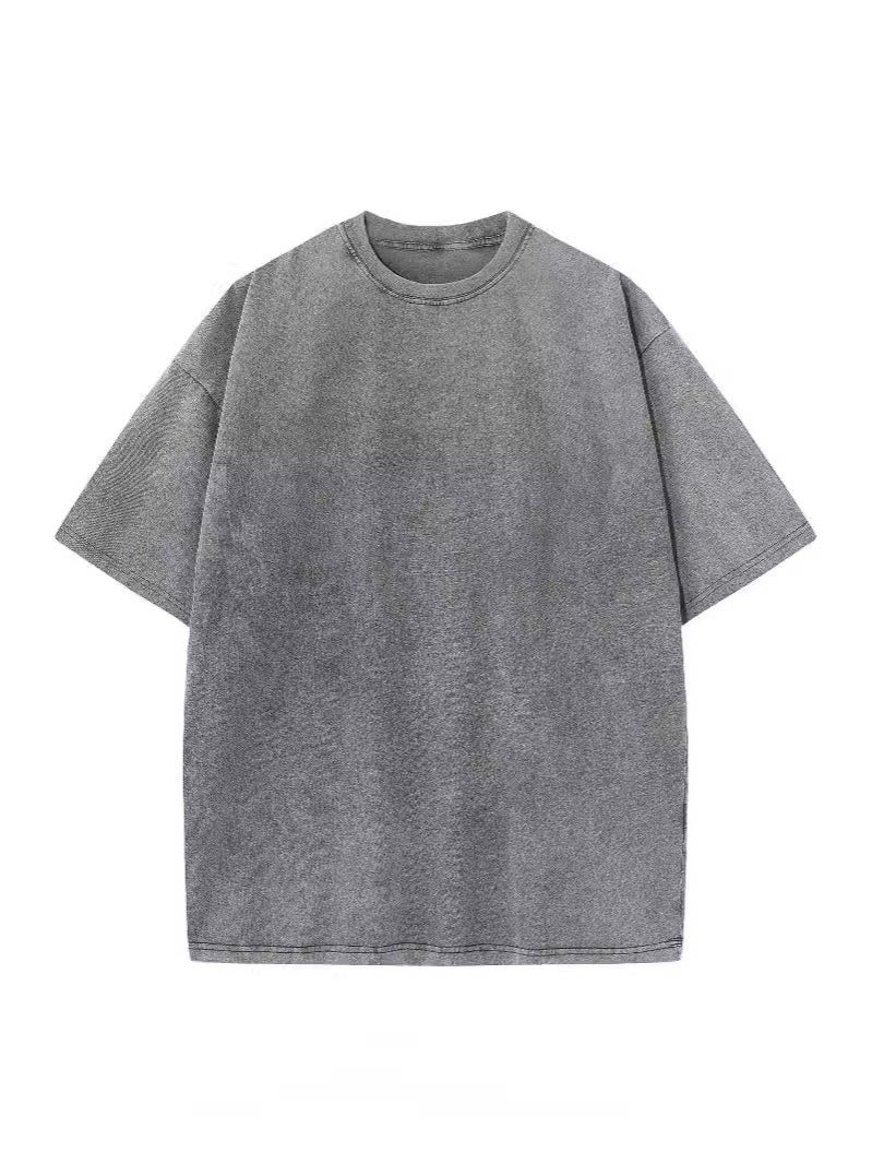 230G Pure Cotton American Washed Old Large Size T-Shirt Men'S And Women'S Short Sleeve Summer Loose Ins Tide Brand Joker Hong Kong Style Xi - Image 5