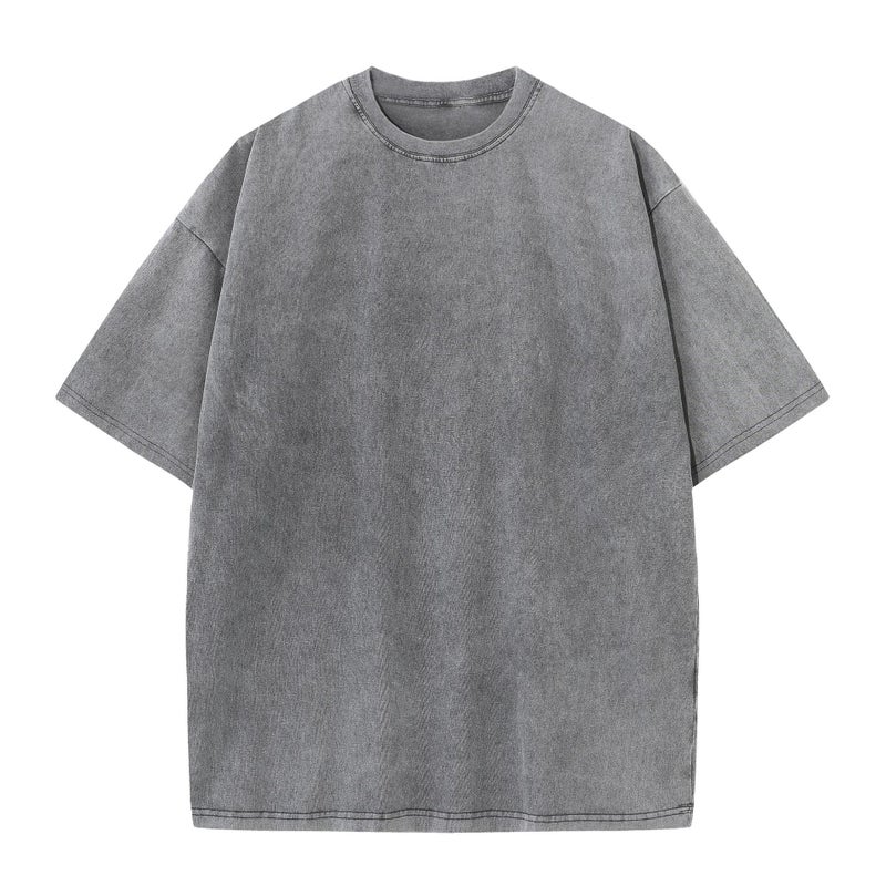 230G Pure Cotton American Washed Old Large Size T-Shirt Men'S And Women'S Short Sleeve Summer Loose Ins Tide Brand Joker Hong Kong Style Xi - Image 1
