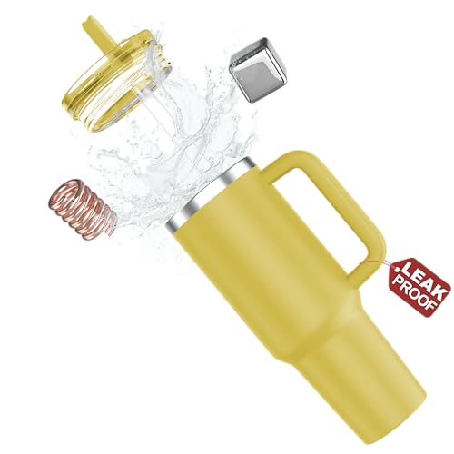 enem Tumbler, Butter Cream, Tumbler with Inbuilt Straw, Sipper, with Lid Leak Proof, 1 Metal Ice Cube & 1 Copper Spring (Tamba), Mug Travel, 1.2L - Image 4
