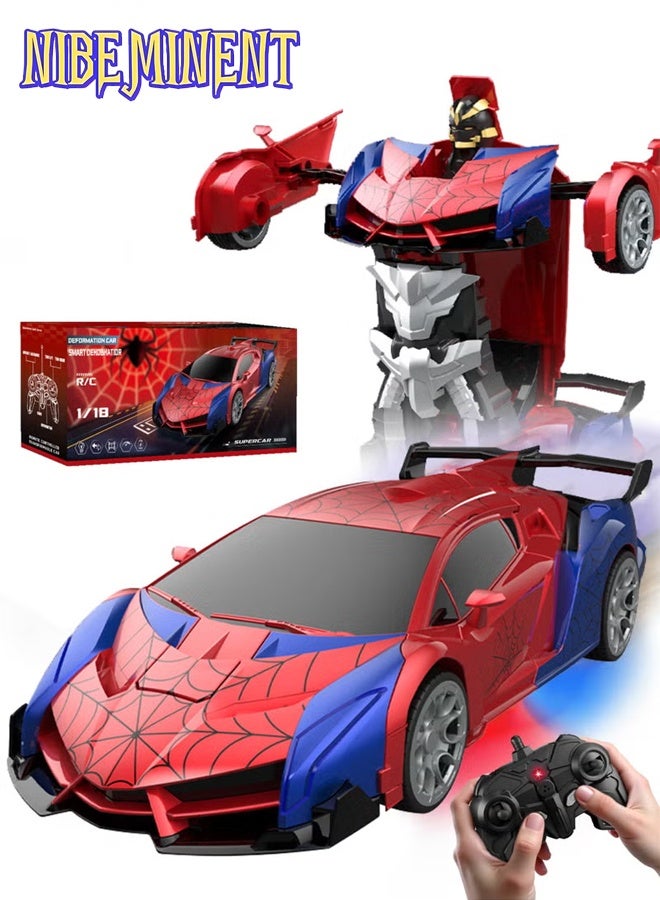NIBEMINENT Transform Rc Cars for Boys Age 8+ , 2.4Ghz Remote Control Car 1:18 Scale Transforming Robot, One-Button Deformation 360° Rotation Car Toy Gifts for Boys  - Image 1