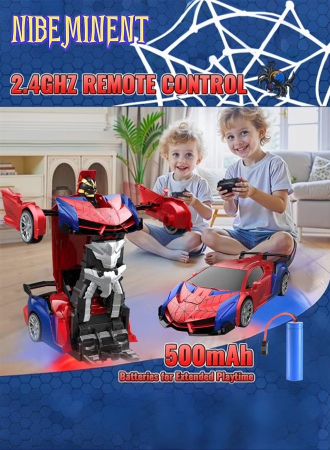 NIBEMINENT Transform Rc Cars for Boys Age 8+ , 2.4Ghz Remote Control Car 1:18 Scale Transforming Robot, One-Button Deformation 360° Rotation Car Toy Gifts for Boys  - Image 3