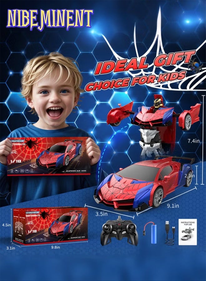 NIBEMINENT Transform Rc Cars for Boys Age 8+ , 2.4Ghz Remote Control Car 1:18 Scale Transforming Robot, One-Button Deformation 360° Rotation Car Toy Gifts for Boys  - Image 5