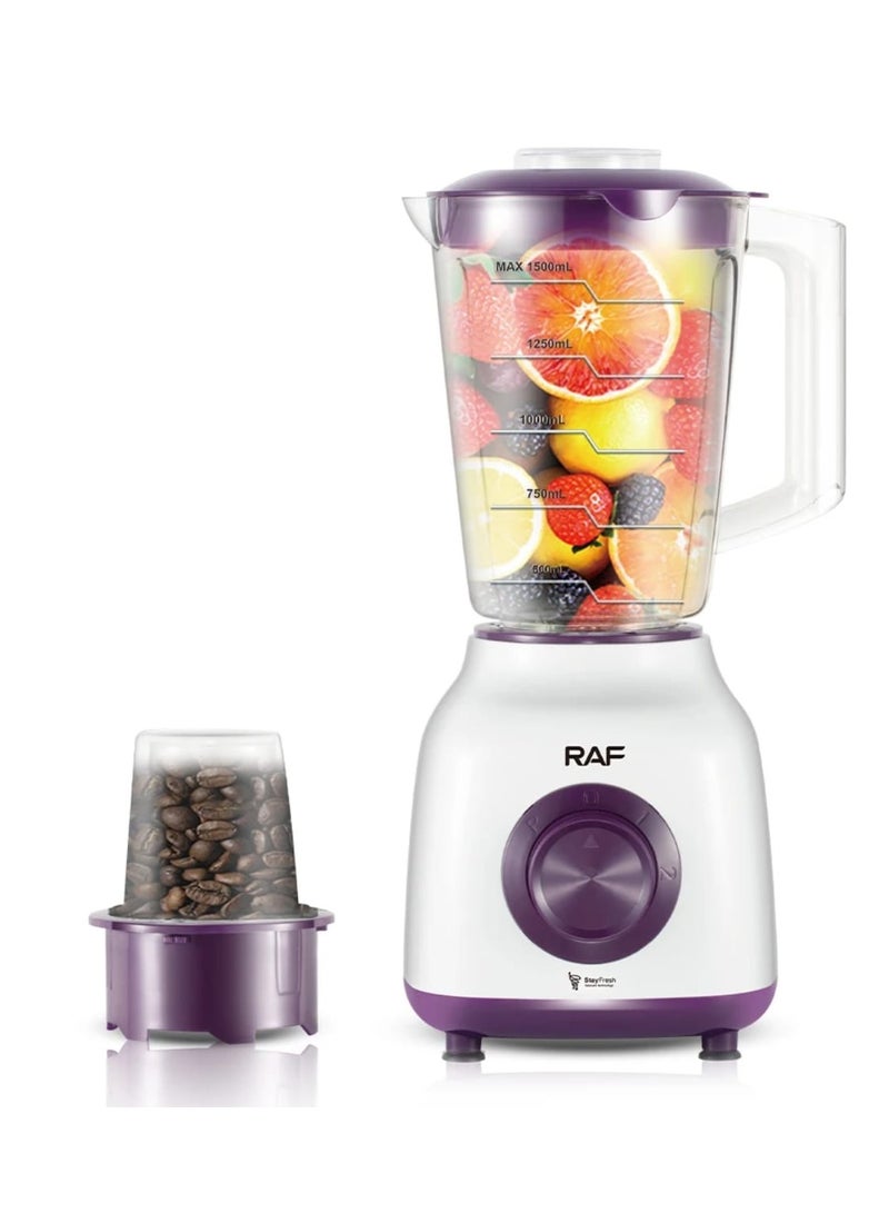 آر إيه أف خلاط تجاري 2 في 1 من RAF سعة 1.5 لتر، عصارة سموثي، معالج طعام، خلاط عالي التحمل مع 6 شفرات - Image 3