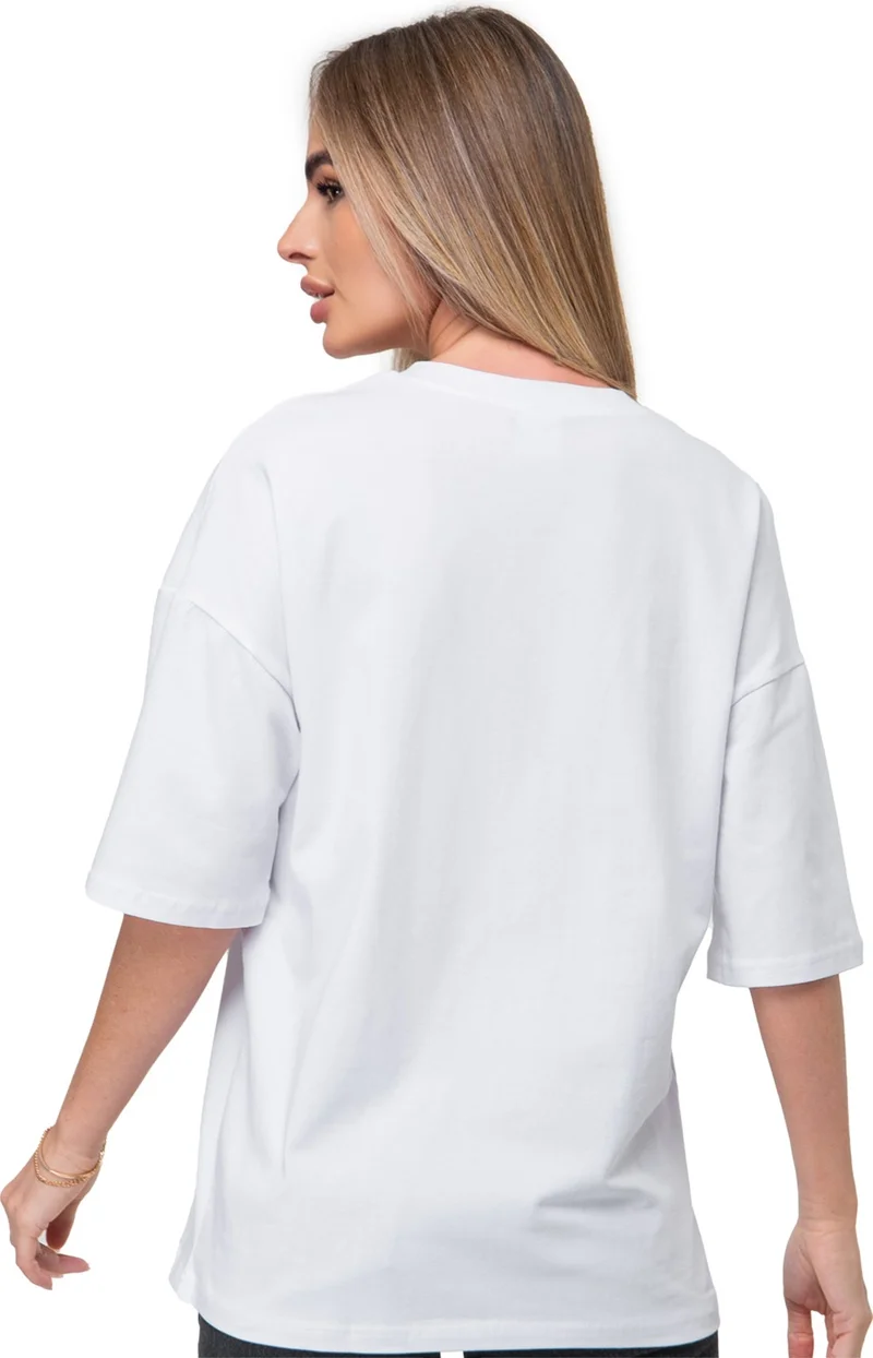 Happyfox Cotton Women's V-Neck Oversize T-Shirt White