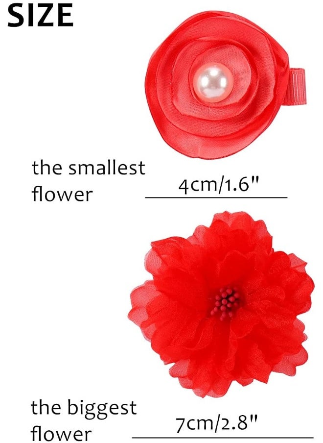 Cinaci Cinaci 24 Pack Colorful Chiffon Rose Daisy Flower Hair Bows Fully Lined Alligator Hair Clips Handmade Soft Floral Small Hair Barrette Hair Pin Accessories for Baby Girls Newborns Infants Toddlers Kids  - Image 2