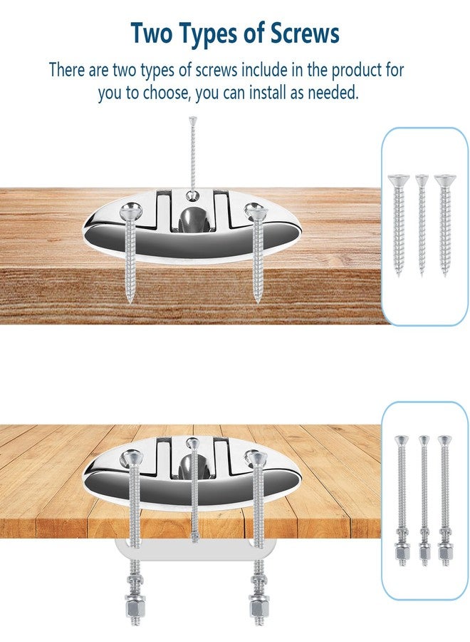 DEDU Folding Boat Cleats 4-1/2 Inch 4 Pack, Boat Cleats Dock Cleats 316 Stainless Steel 2 Holes, Boat Folding Cleats Boat Flip Up Cleat with Fasteners and Back Plates for Dock, Boat - Image 4