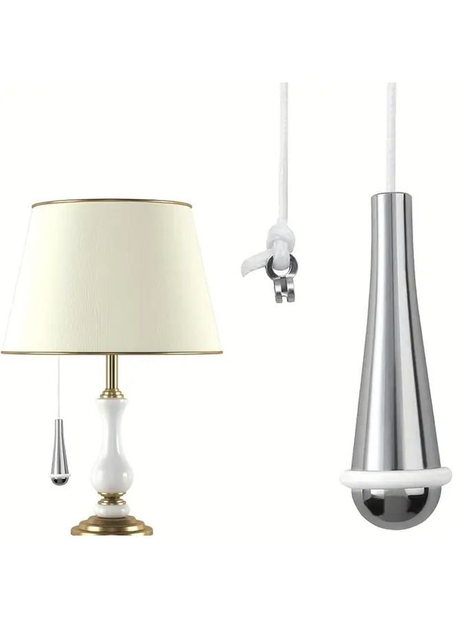 1pc Chrome Teardrop Bathroom Light Pull Cord Handle Heavy Duty Metal Construction - Image 2