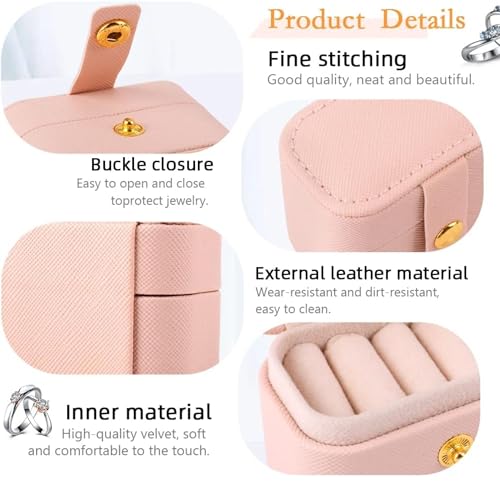 Gowloz Mini Ring Jewelry Box (Faux Leather, Pink, 6.5 x 4.7 x 3.9 cm) – Small Travel Case Organizer for Rings & Earrings – Portable Compact Storage Box for Women & Girls - Image 5