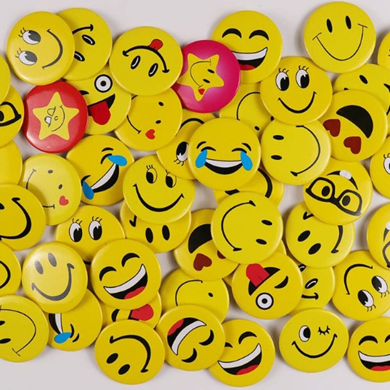 Nimida ™ Smiley Emoji Expression Pin Badge | Multi Design | Gang Brooch | Party Favour | Return gift | Pack of 30 | Large size 4.5 cm | - Image 1