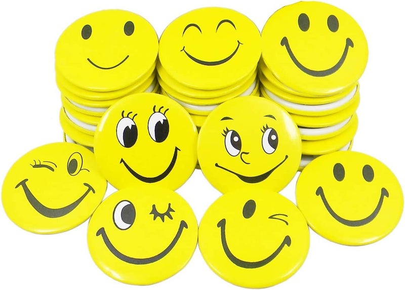 Nimida ™ Smiley Emoji Expression Pin Badge | Multi Design | Gang Brooch | Party Favour | Return gift | Pack of 30 | Large size 4.5 cm | - Image 2