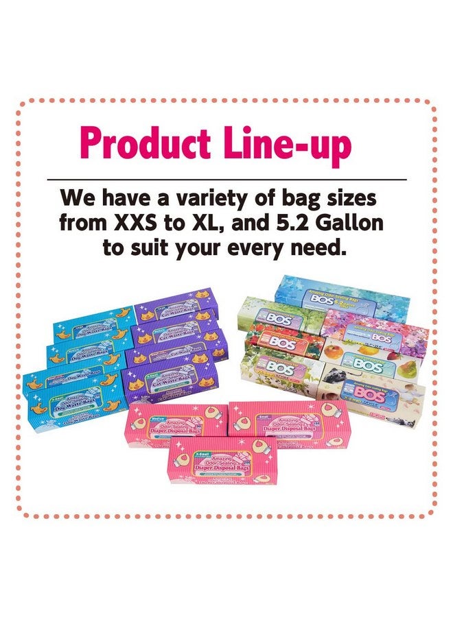 بوس أكياس BOS Amazing Odor Sealing التي تستخدم لمرة واحدة، للتخلص من حفاضات الأطفال أو نفايات الحيوانات الأليفة أو أي منتج صحي - متينة وغير معطرة [المقاس: XS، اللون: وردي] (200 كيس، عبوة من قطعتين) (400 كيس) - Image 5