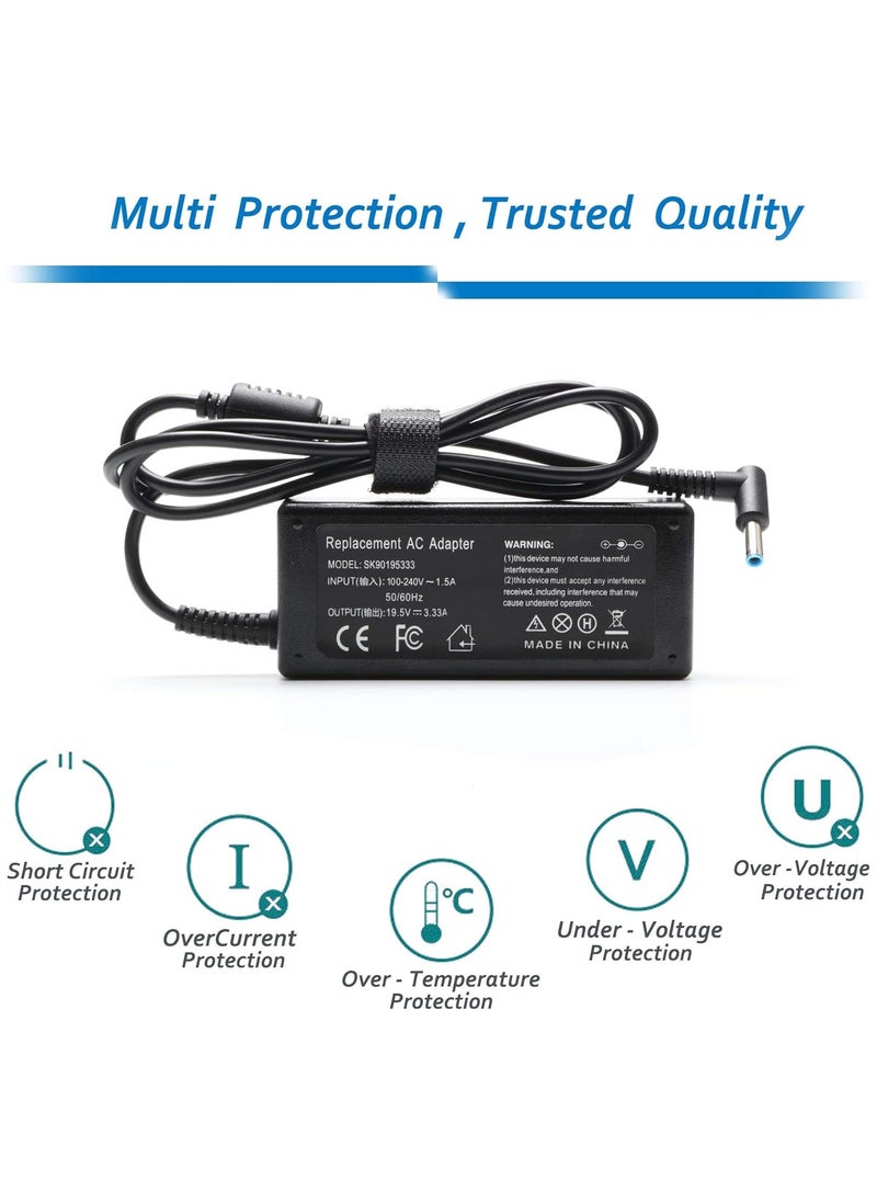 Generic - 65W Laptop Charger for HP EliteBook Charger 840 850 845 830 820 G9 G8 G7 G6 G5 G4 G3 / ProBook 450 430 440 446 455 470 G10 G9 G8 G7 G6 G5 G4 / 640 650 G10 G9 G8 G7 G6 G5 G4 745 735 725 755 Power Cord - Image 1