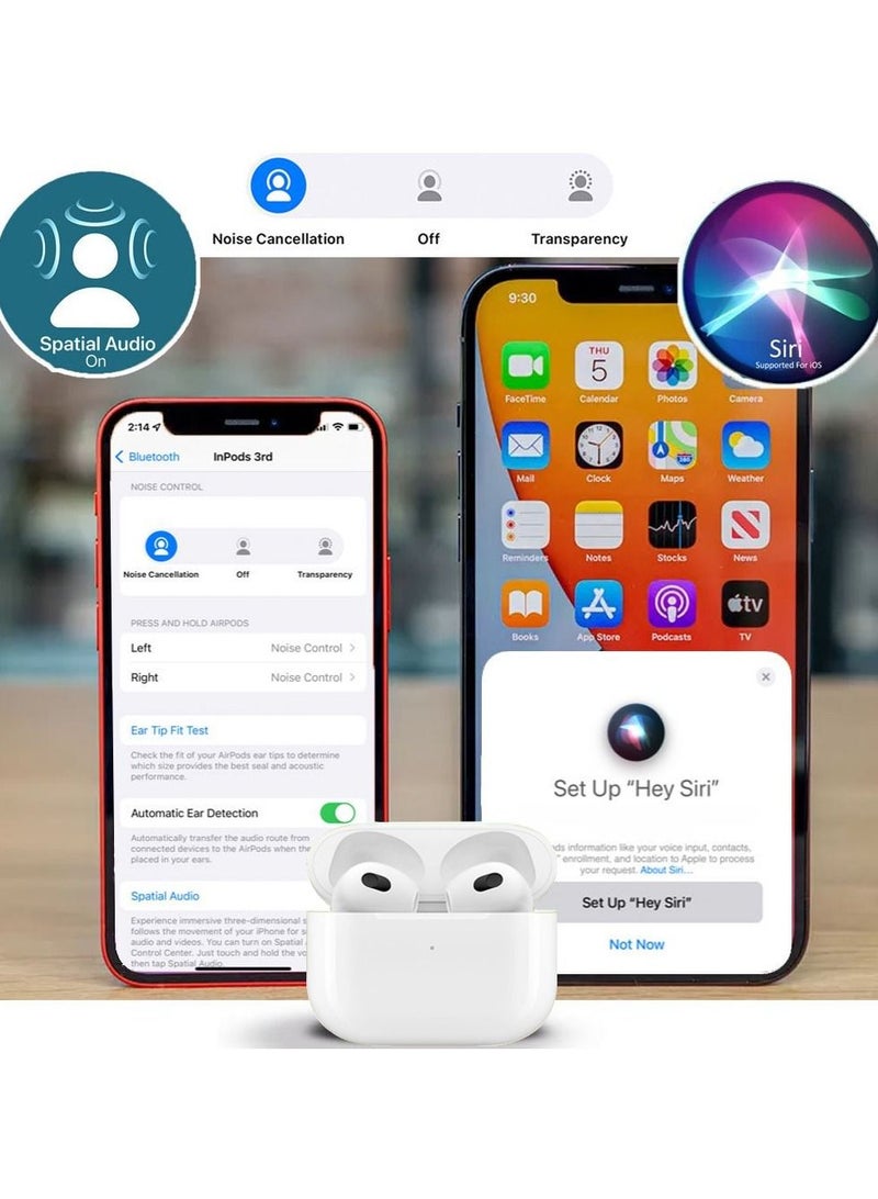 CATANES 3rd Generation True Wireless Earphones Sport Bluetooth Noise Cancellation TWS Earbuds Compatible with All iPhone and Android Smartphones White - Image 4