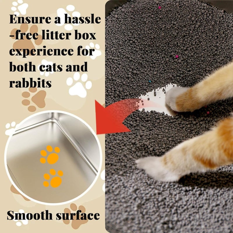 SAGREENY Cat Litter Box Stainless Steel Cat Litter Box Extra Large Metal Litter Pan with Smooth Corners for Cat and Rabbits No Smell Cat Litter Box Easy to Clean house suitable for travel (40 × 30× 10 cm) - Image 5