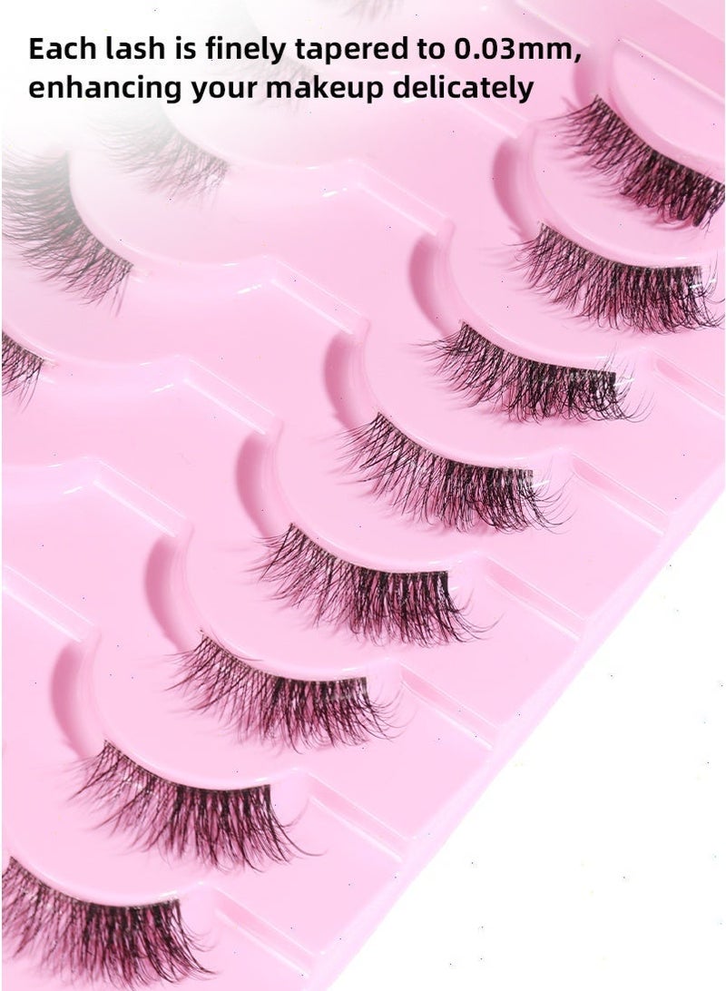 ميرتينج 10 أزواج من الرموش النصفية مع أداة تطبيق رموش ناعمة من فرو المنك الصناعي رموش رقيقة ورقيقة طبيعية قابلة لإعادة الاستخدام تحتاج إلى غراء - Image 4