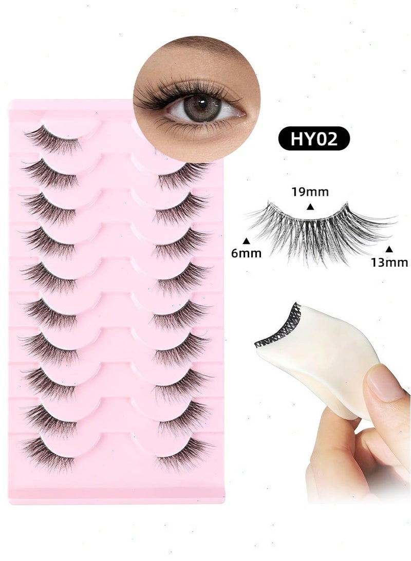 ميرتينج 10 أزواج من الرموش النصفية مع أداة تطبيق رموش ناعمة من فرو المنك الصناعي رموش رقيقة ورقيقة طبيعية قابلة لإعادة الاستخدام تحتاج إلى غراء - Image 2