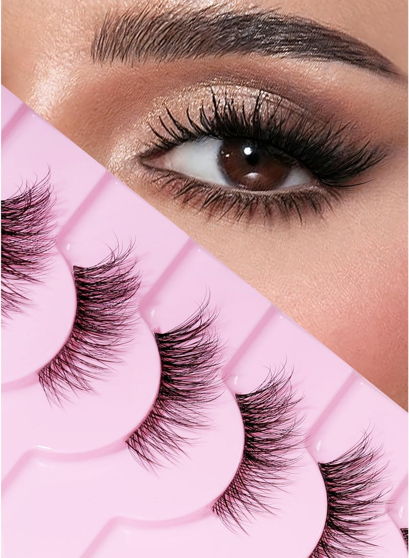 ميرتينج 10 أزواج من الرموش النصفية مع أداة تطبيق رموش ناعمة من فرو المنك الصناعي رموش رقيقة ورقيقة طبيعية قابلة لإعادة الاستخدام تحتاج إلى غراء - Image 1