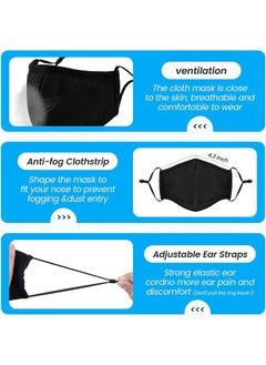 6 Pcs 3-Ply Cloth Face Mask, Washable, Cloth Face Protection with 10Pcs Filter Chips, Reusable and Breathable Face Covering with Adjustable Ear Protection Loops women/men, Black - pzsku/Z9590185149AE70740E62Z/45/_/1733130842/2ccc3562-aa5d-411e-b6e6-c71ac8fe3b90