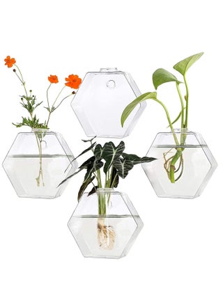Wall Hanging Glass Planter, 4 Pack Hexagon Container, Air Pots Flower Vase Terrarium for Propagating Hydroponics Plants, Home Garden Office Decor - pzsku/Z95901B10D073AEB173F1Z/45/_/1662445048/21a79cc4-a950-4397-82ff-47cf9f94c043