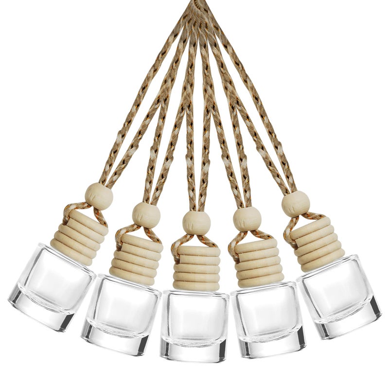 Reswish ESEWALAS 5PCs Hanging Car Air Freshener, Empty Glass Perfume Bottlespendant Bottle, Air Freshener Pendant - Image 1
