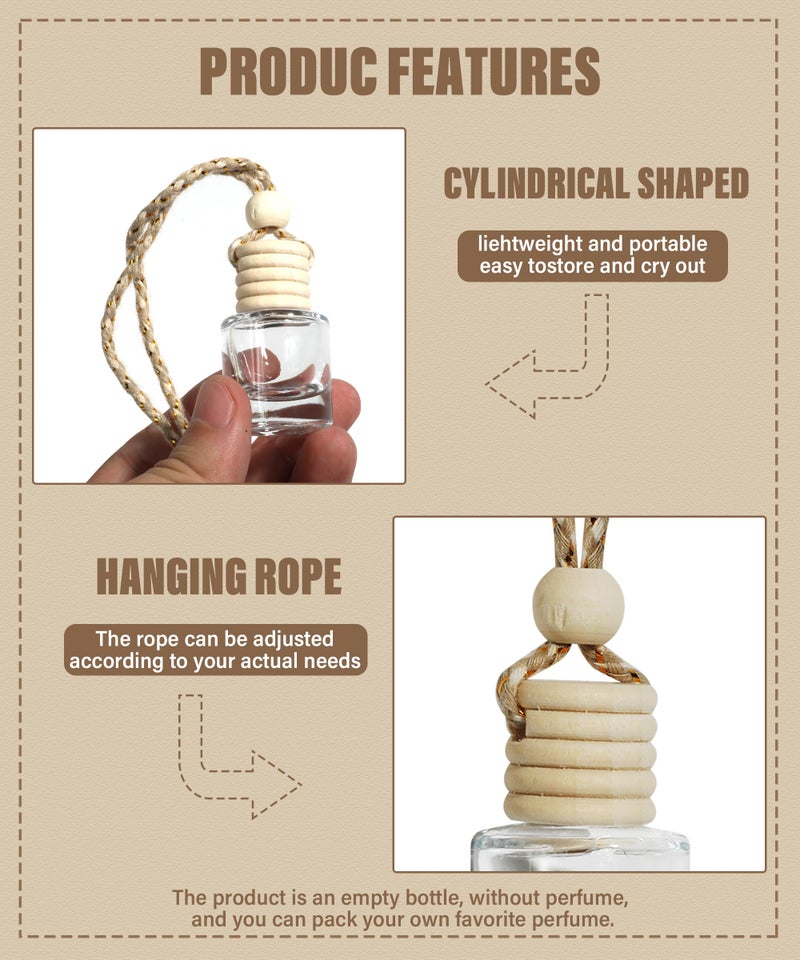 Reswish ESEWALAS 5PCs Hanging Car Air Freshener, Empty Glass Perfume Bottlespendant Bottle, Air Freshener Pendant - Image 4