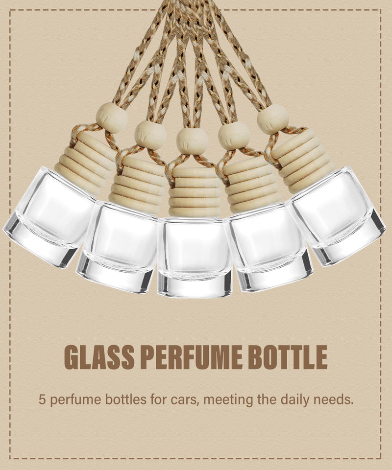 Reswish ESEWALAS 5PCs Hanging Car Air Freshener, Empty Glass Perfume Bottlespendant Bottle, Air Freshener Pendant - Image 3
