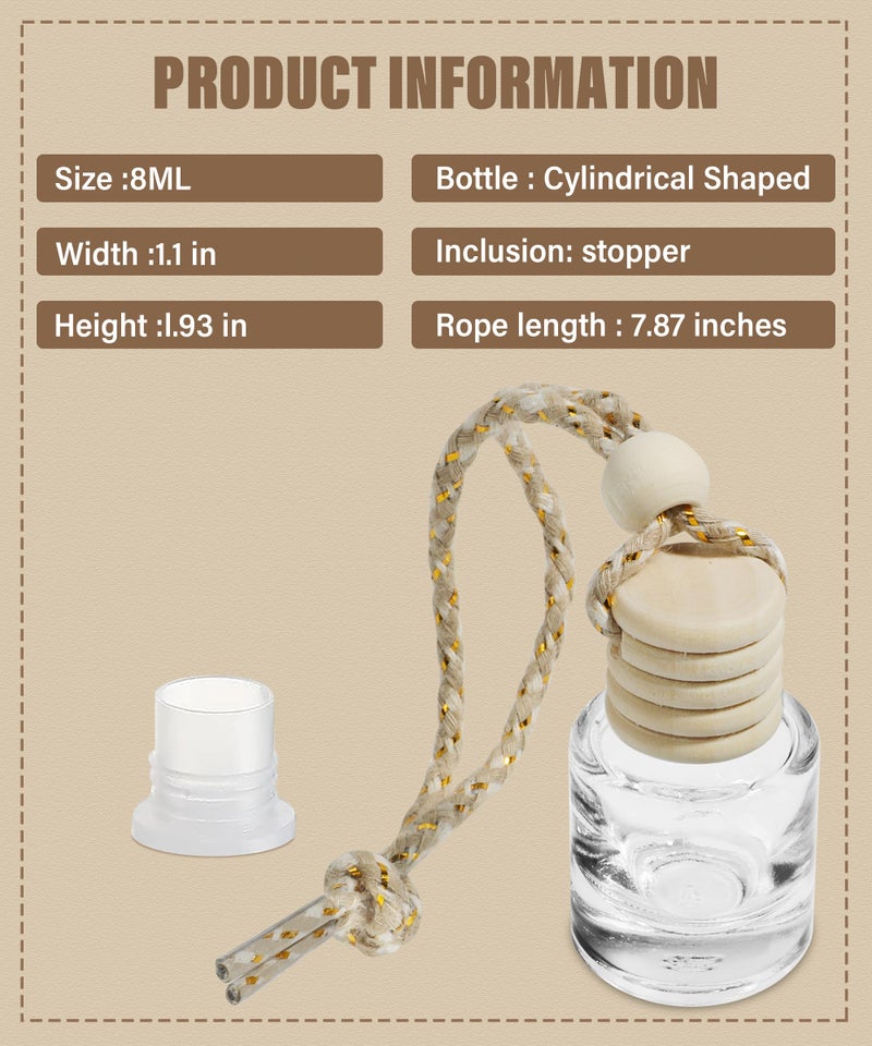 Reswish ESEWALAS 5PCs Hanging Car Air Freshener, Empty Glass Perfume Bottlespendant Bottle, Air Freshener Pendant - Image 2