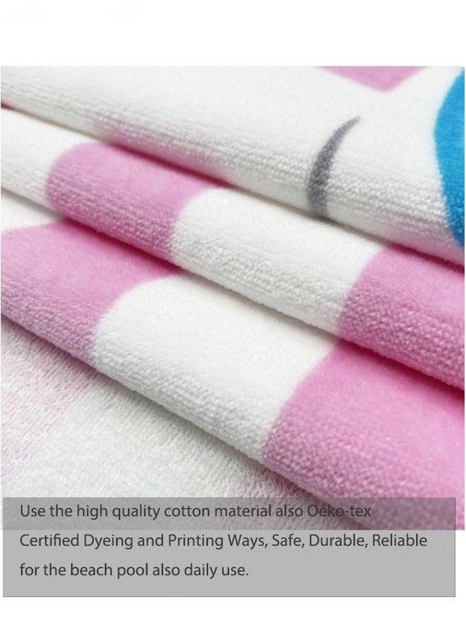 HOMESTAR Kids Bath Hooded Towel Fit Girls And Boys Super Absorbent Cute Cartoon Animal Printed (Pink Cat)  - Image 5