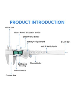 KASTWAVE Digital Caliper Calipers 6 Inch Measuring Tool with Stainless Steel IP54 Splash Proof Protection Design Easy Switch from Inch to Millimeter Large Screen  - Image 4