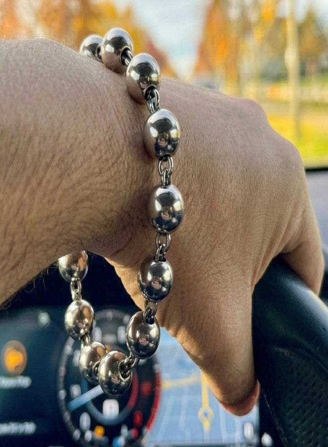 TEYRAH Simran Manke Shiny Sarb Loh Nickel Coated Kada | Sarb Loh | Men Kara | Tarsem Jassar Style | Mossewala style Kadda Sikh Accessory Sikh Bracelet Heavy Kada Big Kara Karha (6.2 CM Inner Diameter(9 Manke) Small) - Image 3