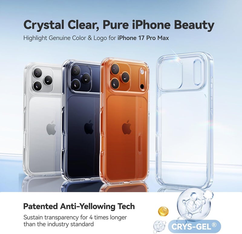 SBMS Back Cover Case for Apple iPhone 17 Pro Max Transparent TPU with Camera Protection, Shockproof, Anti-Yellowing, Scratch-Resistant, Wireless Charging Compatible for (iPhone 17 Pro Max Transparent) - Image 5