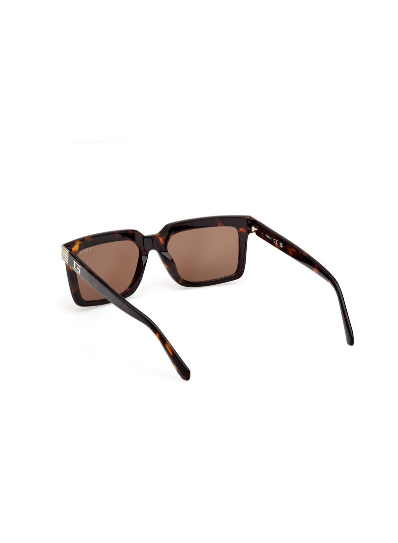 GUESS FULL RIM MALE RECTANGULAR BROWN ACETATE SUNGLASSES - Image 3