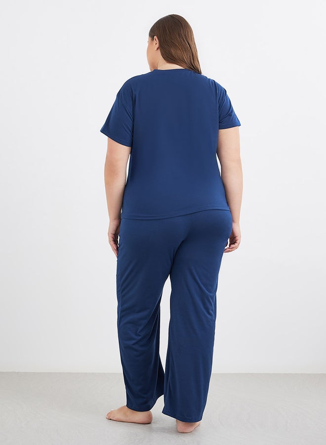 Styli Plus Sea Sun Graphic Dropped Shoulder T-Shirt and Pyjama Set - Image 5