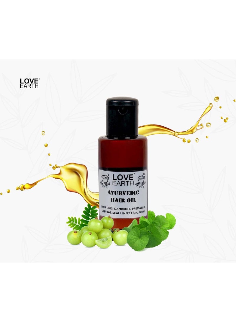 Love Earth Ayurvedic Hair Oil With Brahmi, Amla & Shikakai For Stronger And Shinier Hair 100ml - Image 2