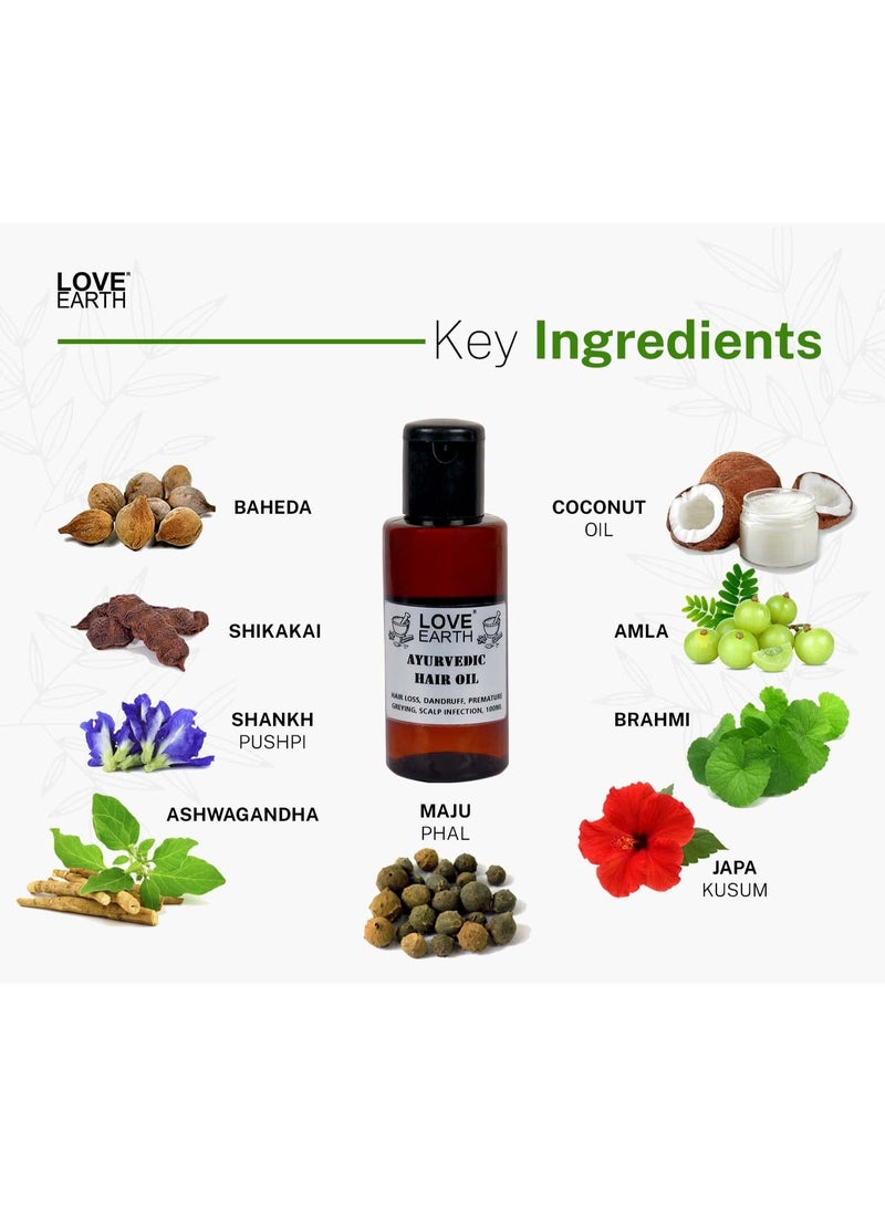 Love Earth Ayurvedic Hair Oil With Brahmi, Amla & Shikakai For Stronger And Shinier Hair 100ml - Image 3