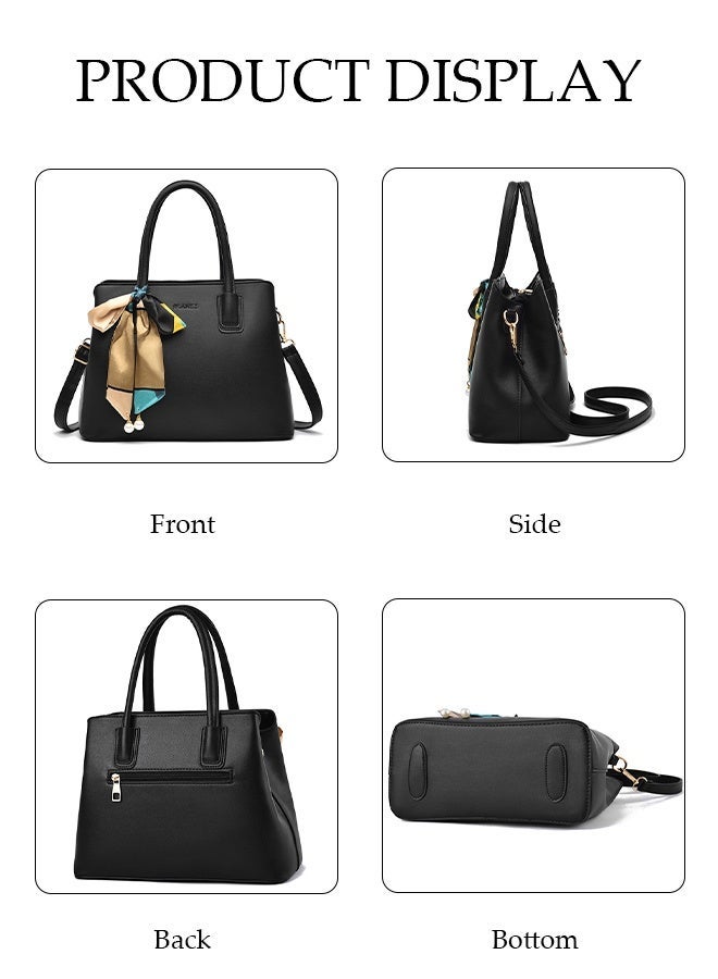 DUNISO Womens Shoulder Bag Soft Leather Crossbody Bag Fashionable Handbag With Ribbon And Pearl Pendant Adjustable Shoulder Strap Suitable For Commuting Travel Shopping Storage And Organization - Image 5