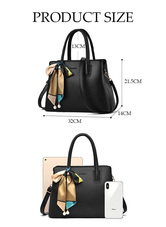 DUNISO Womens Shoulder Bag Soft Leather Crossbody Bag Fashionable Handbag With Ribbon And Pearl Pendant Adjustable Shoulder Strap Suitable For Commuting Travel Shopping Storage And Organization - Image 2