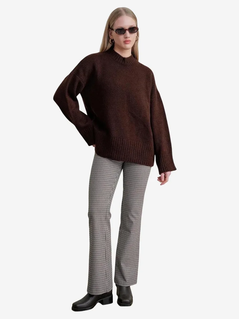 ميكسراي كنزة ميكسراي كبيرة الحياكة المضلعة بياقة دائرية