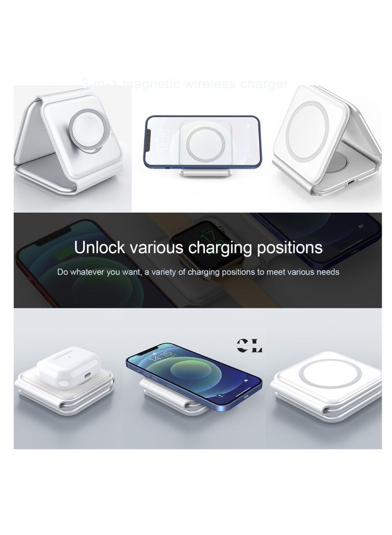 CREATIVE LIFE 3-in-1 Foldable Magnetic Wireless Charging Station for Apple Devices – Travel Charger Dock for iPhone 15/14/13/12 Pro Max, Apple Watch, and AirPods  - Image 2