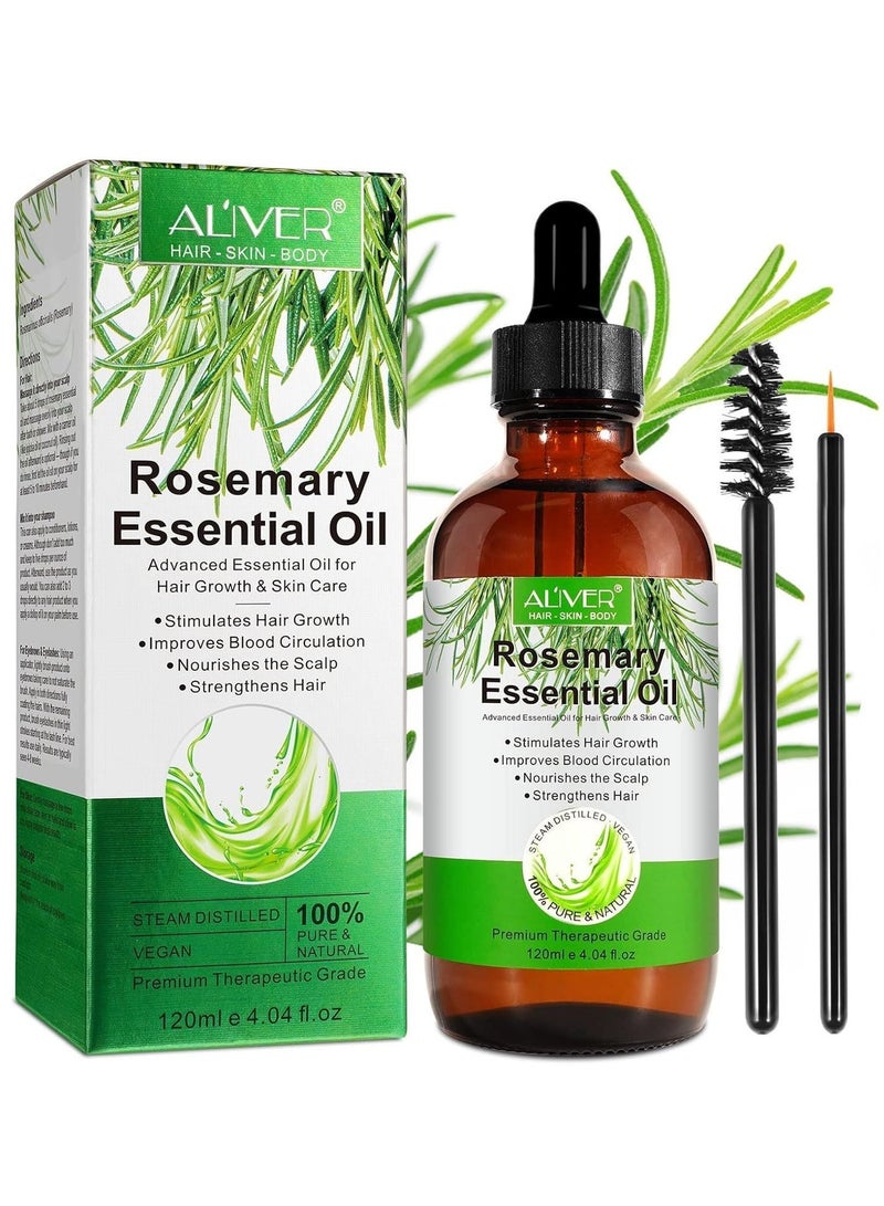 ALIVER Rosemary Oil for Hair and Scalp, Rosemary Oil for Hair, Stimulates Hair Growth and Hair Oil Against Hair Loss, 100% Natural Rosemary Oil for Skin Care - Image 1