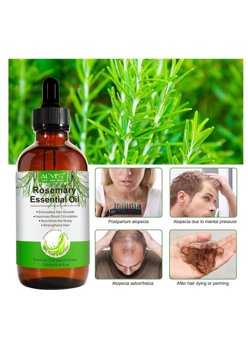 ALIVER Rosemary Oil for Hair and Scalp, Rosemary Oil for Hair, Stimulates Hair Growth and Hair Oil Against Hair Loss, 100% Natural Rosemary Oil for Skin Care - Image 3