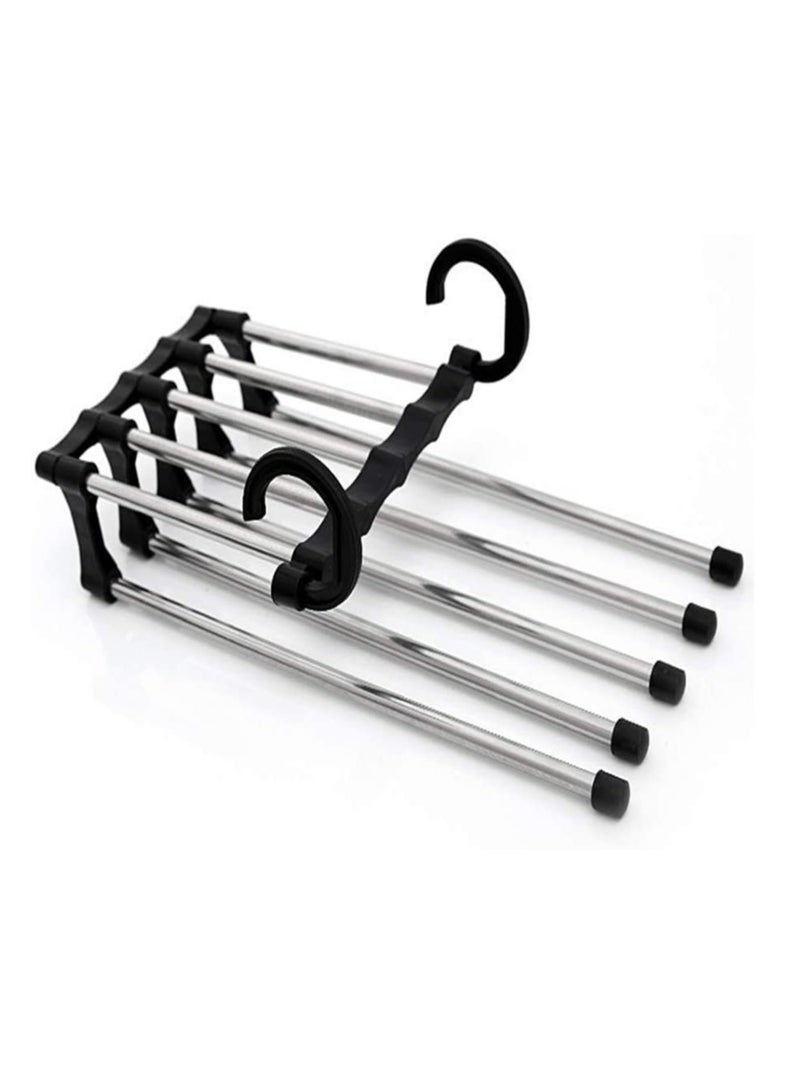 Cool Baby Pants Hanger Closet Organizer Non Slip Multi Layers Stainless Steel Adjustable Trousers Storage Rack Space Saving for Jeans Ties Scarves ,Black, TW32490  - Image 1