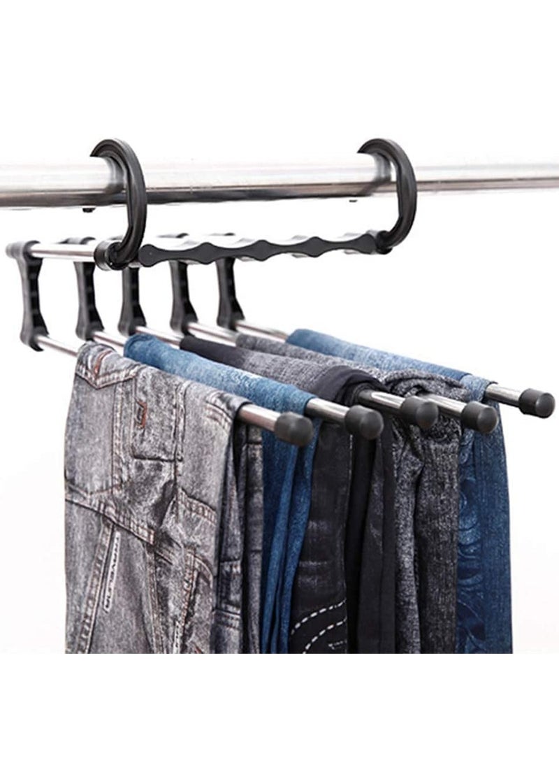 Cool Baby Pants Hanger Closet Organizer Non Slip Multi Layers Stainless Steel Adjustable Trousers Storage Rack Space Saving for Jeans Ties Scarves ,Black, TW32490  - Image 2