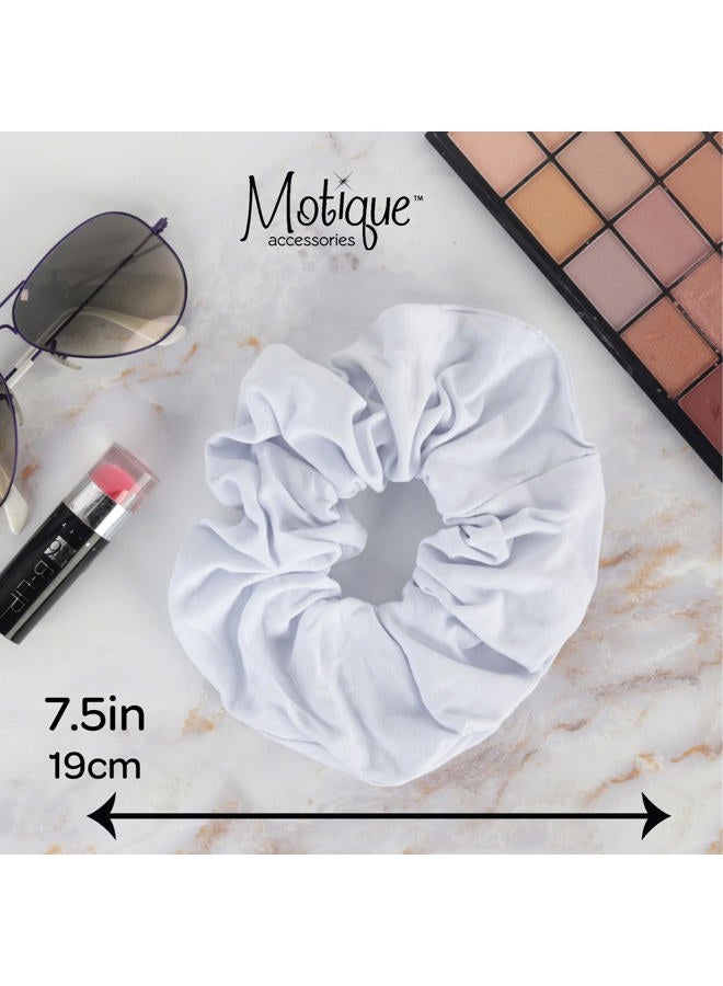 Motique Accessories Jumbo Cotton Scrunchie Hair Tie - White - Image 5
