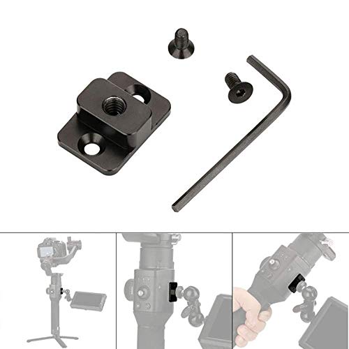 SHOPEE Monitor Mount Holder Handheld Gimbal Al Alloy CNC Adapter Portable Extension 1/4 Inch Screw External Monitor Plate Mount Compatible with Ronin S, Black - Image 5