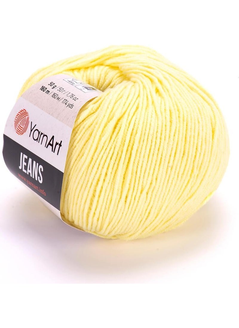 YarnArt Jeans Soft Yellow Hand Knitting Yarn  - Image 1
